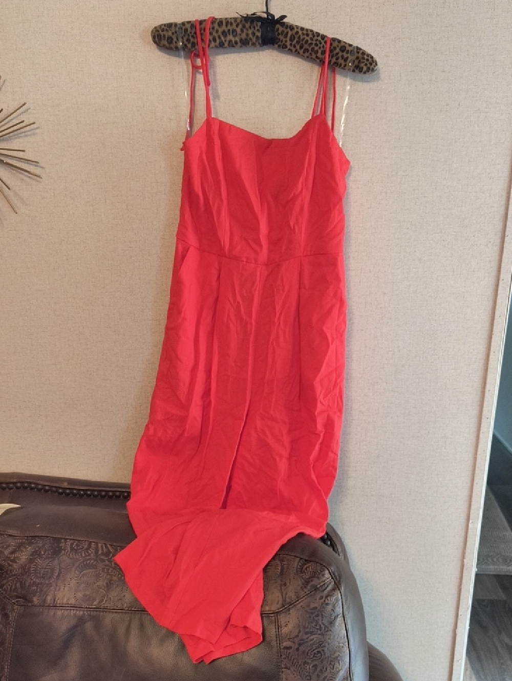 Gilli Red Smocked Bodice Jumpsuit